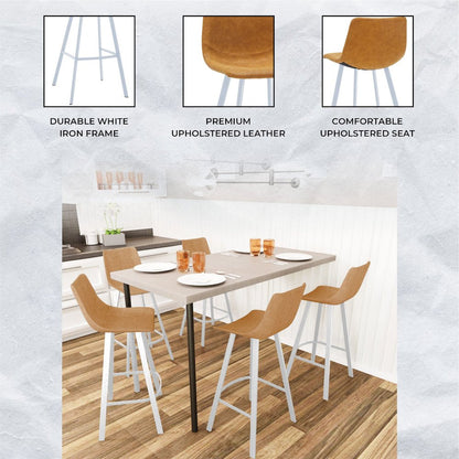 Elland - Bar stool - Light Brown - White Base Set of 2