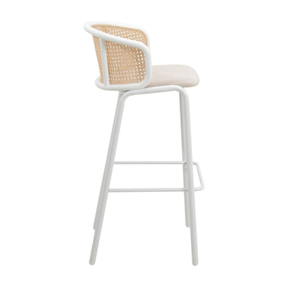Ervilla Mid-Century Modern Wicker Bar Stool in Beige