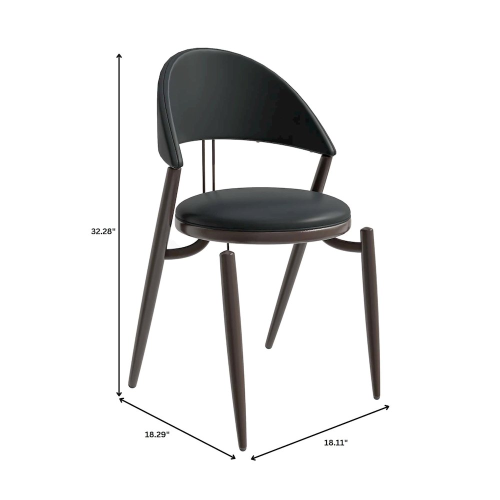Venice Collection Modern Dining Chair In Black set of 2 in Black
