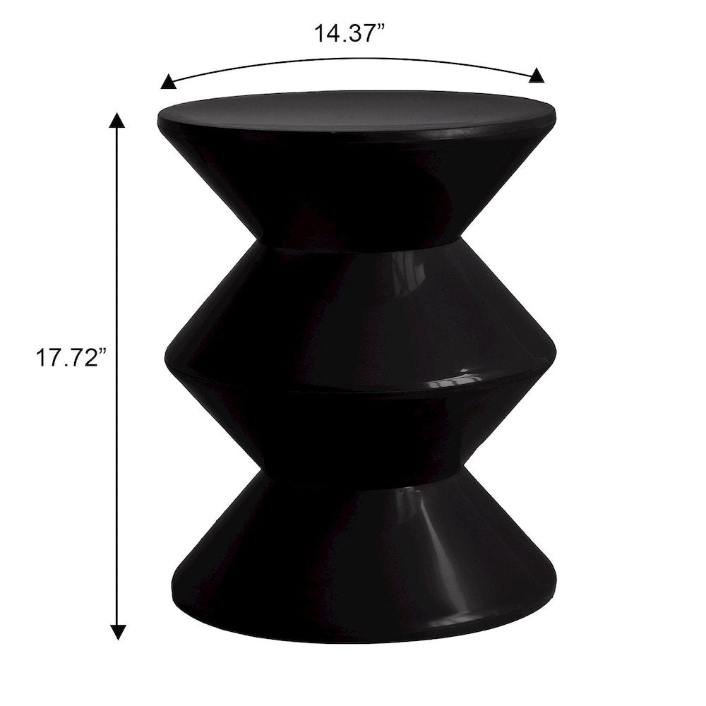 Aura Modern Plastic Side End Table, Indoor/Outdoor Use, Black