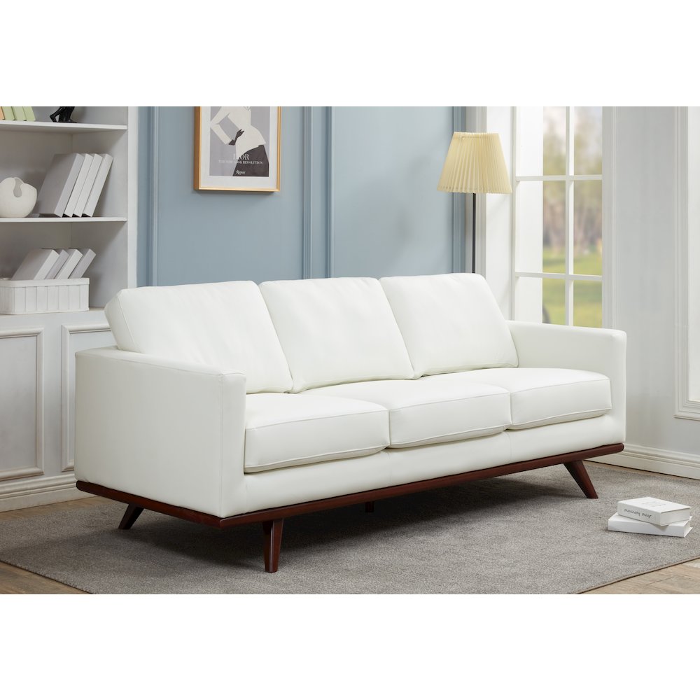 Chester Modern Leather Sofa With Birch Wood Base