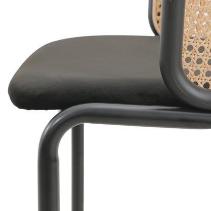 Ervilla Mid-Century Modern Wicker Bar Stool in Black