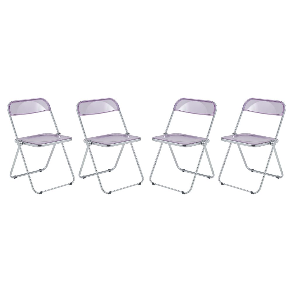 Lawrence Acrylic Folding Chair With Metal Frame, Set of 4