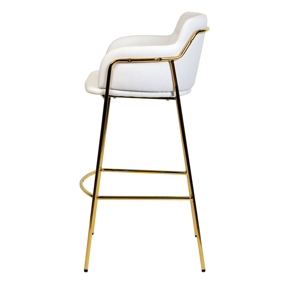 Axis Collection Modern Gold Bar height Chair in White
