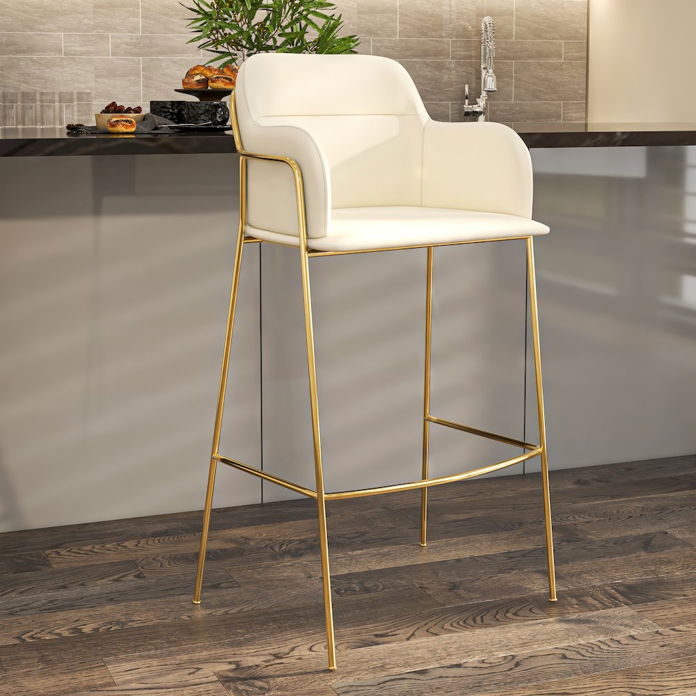 Axis Collection Modern Gold Bar height Chair in Biege