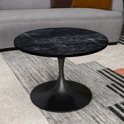 Verve Coffee Table Black base with 27" round Black Marble MDF top