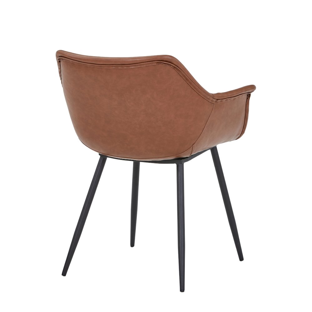 Markley Modern Leather Dining Arm Chair With Metal Legs