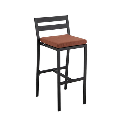 Chelsea Collection Modern Aluminum Outdoor Chair in black with Orange Cushions