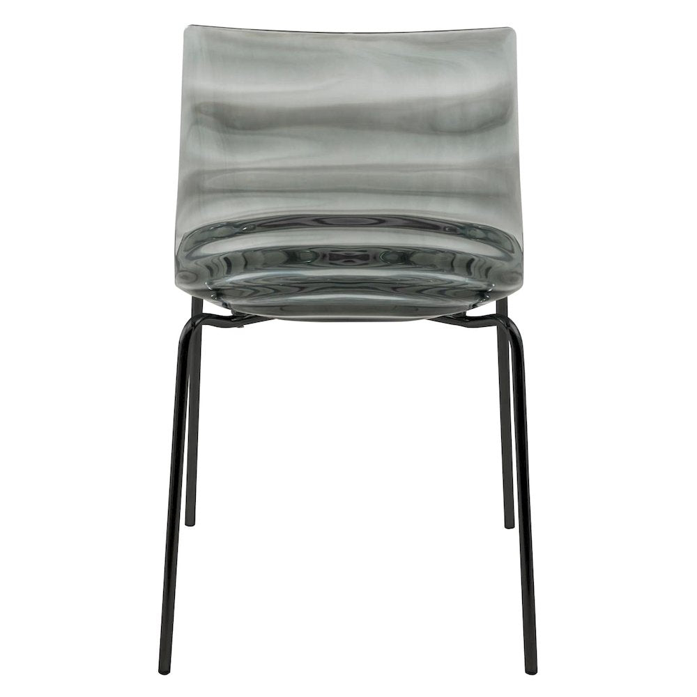 Astor Water Ripple Design Dining Chair in Black Base Trans Black Seat Set of 2