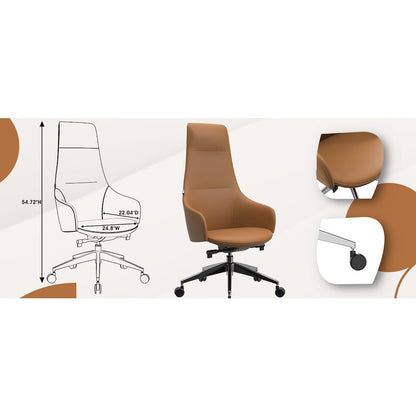 Celeste Series Office Tall Chair in Acorn Brown Leather