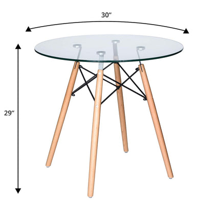 Dover 3-Piece Dining Set with Round Clear Glass Top Bistro Table in Blue