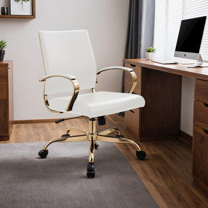 Benmar Home Leather Office Chair With Gold Frame