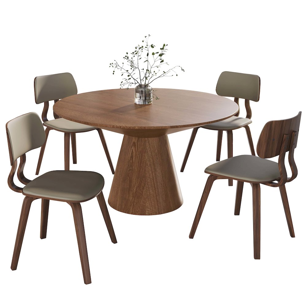5-Piece Dining Set in Walnut/Light Brown