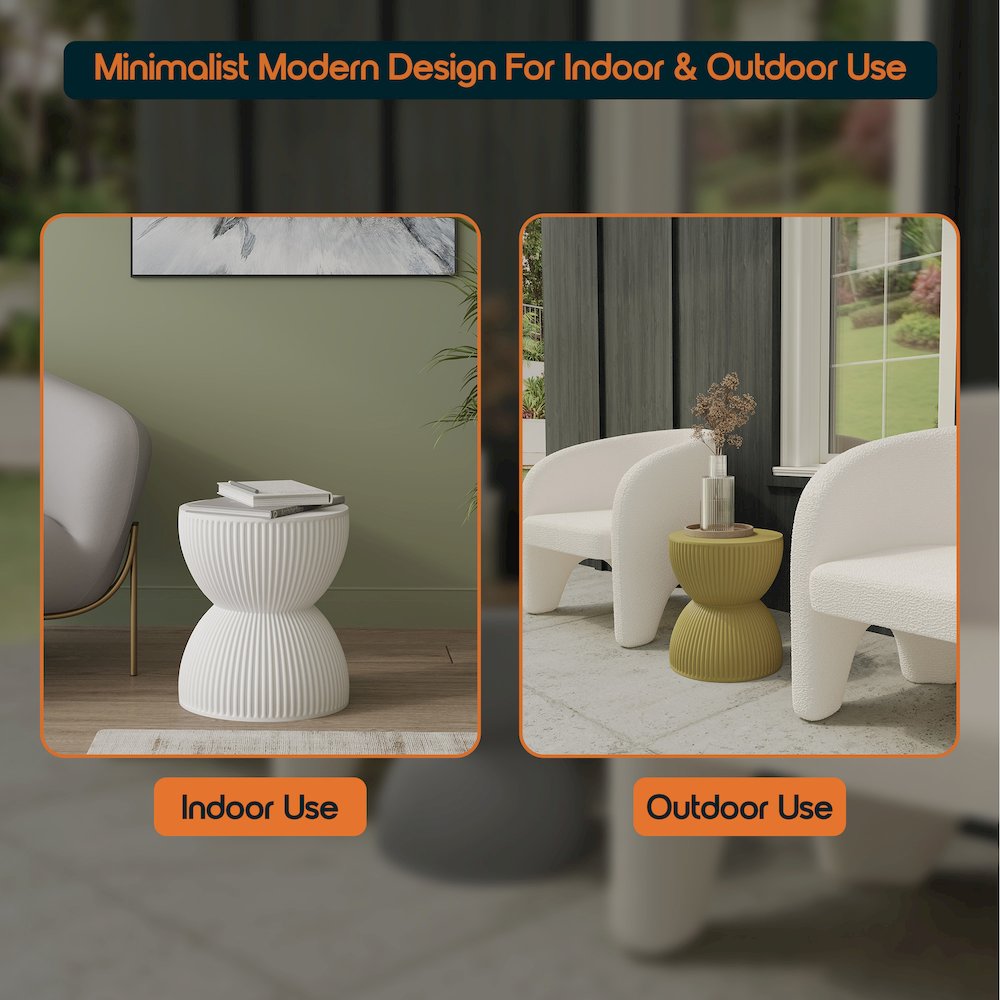 Modern Side End Table Spire Series In White