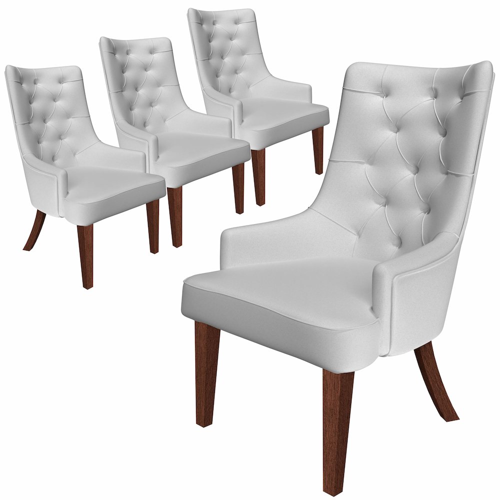 Spruce Collection Modern Wooden Dining Chair in Light Grey Set of 4