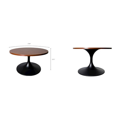 Verve Coffee Table Black base with 27" round Brown Wood MDF top