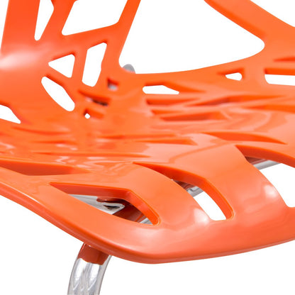 Modern Asbury Dining Chair with Chromed Legs in Orange