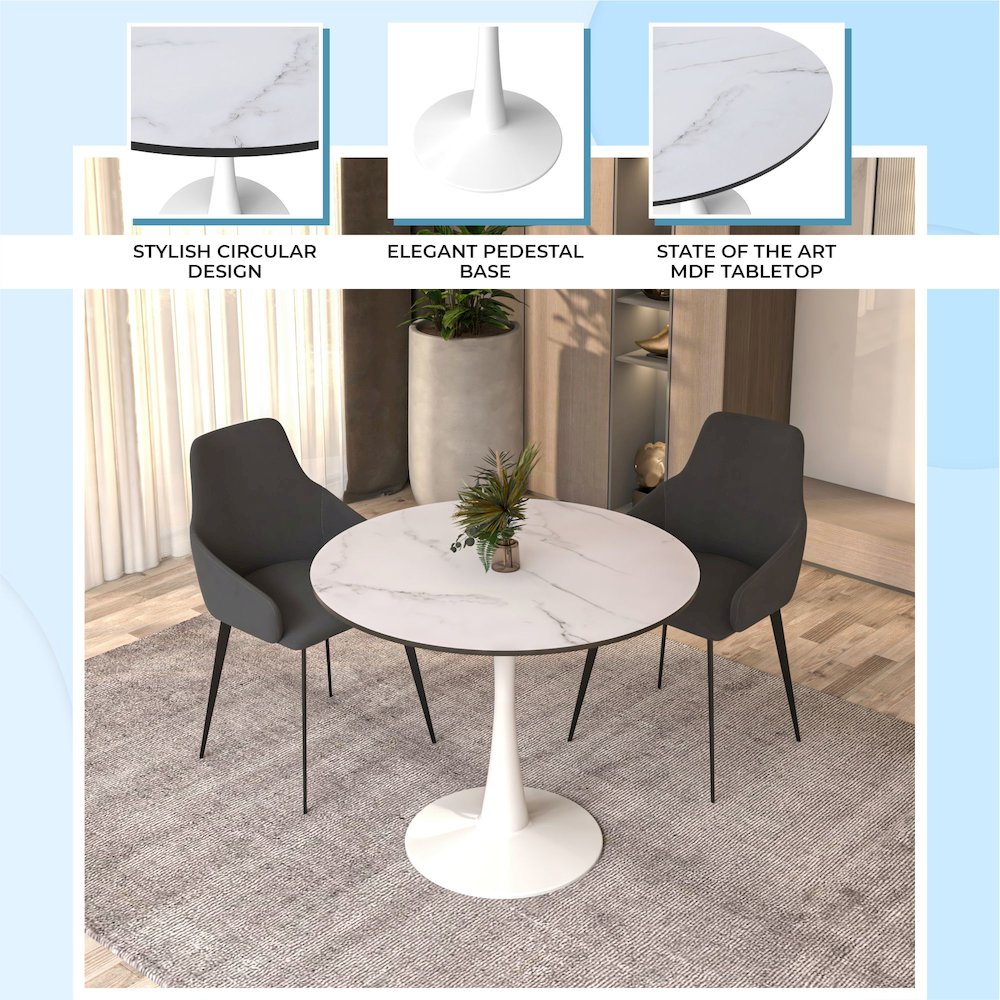 Bristol Mid-Century Modern Round Dining Table