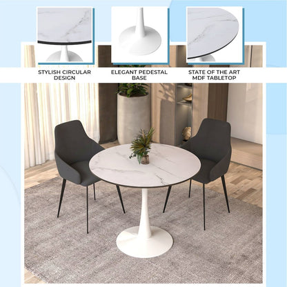 Bristol Mid-Century Modern Round Dining Table