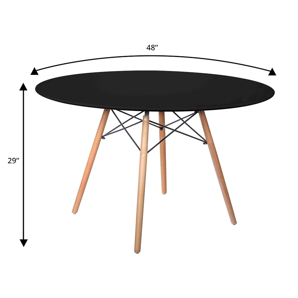 Dover Round Wooden Top Dining Table W/ Natural Wood Eiffel Base