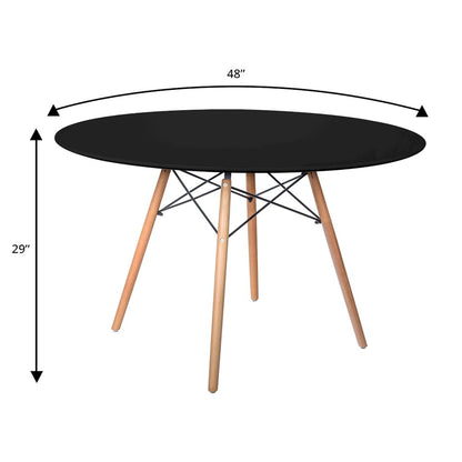 Dover Round Wooden Top Dining Table W/ Natural Wood Eiffel Base