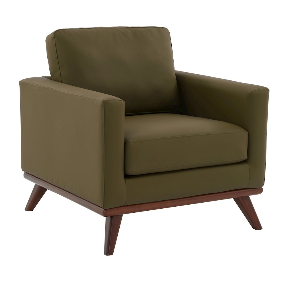Chester Modern Faux Leather Accent Arm Chair in Green Leather