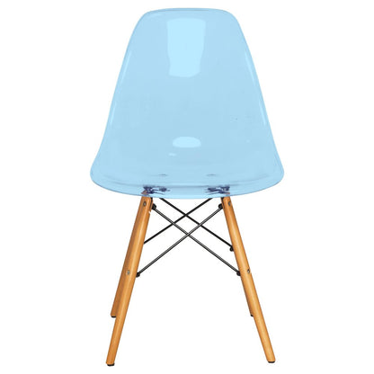 Dover 3-Piece Dining Set with Round Clear Glass Top Bistro Table in Blue