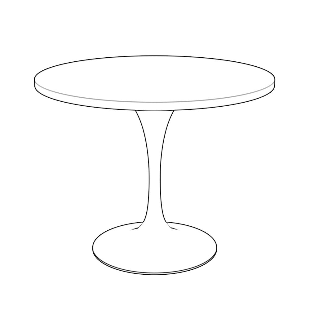Verve Collection 36 Round Dining Table, White Base with Sintered Stone Black Top