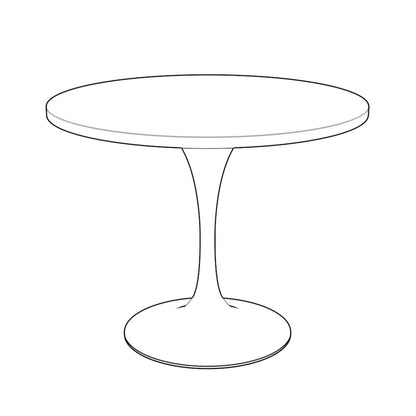 Verve Collection 36 Round Dining Table, White Base with Sintered Stone Black Top