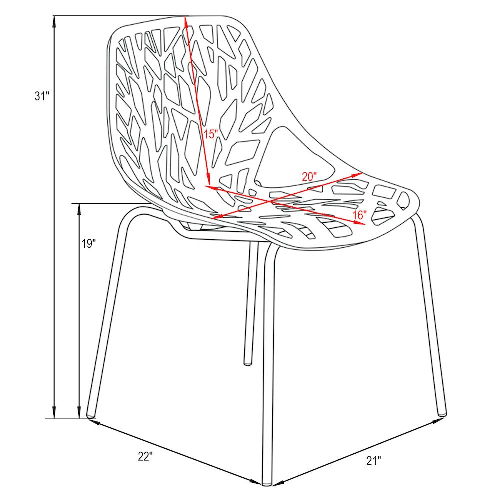 Modern Asbury Dining Chair w/ Chromed Legs