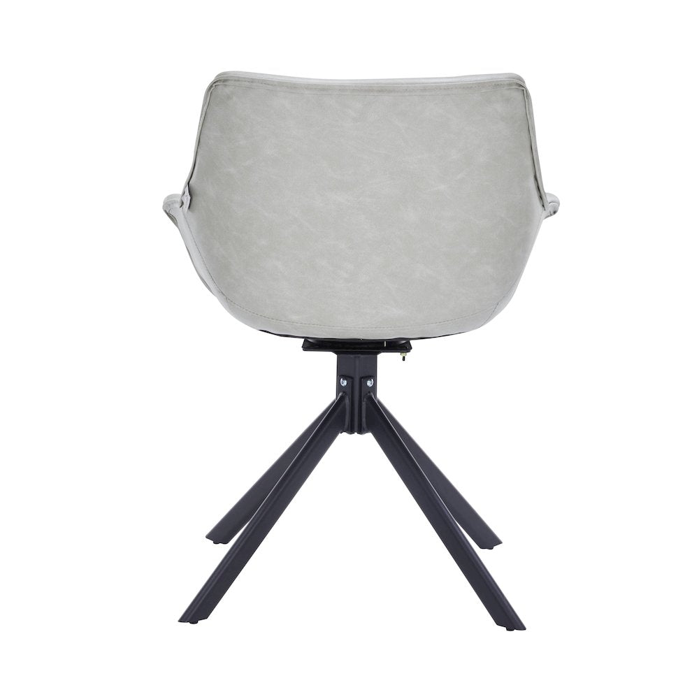 Markley Modern Leather Dining Swival Arm Chair in Light Grey