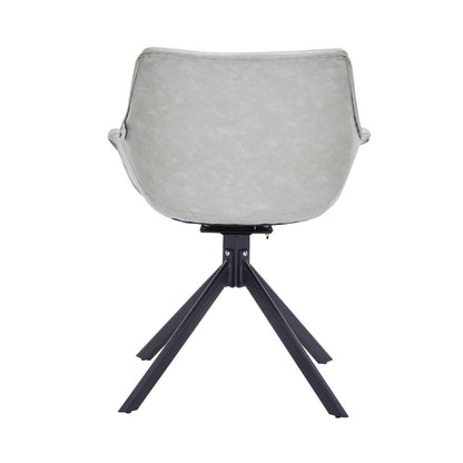 Markley Modern Leather Dining Swival Arm Chair in Light Grey