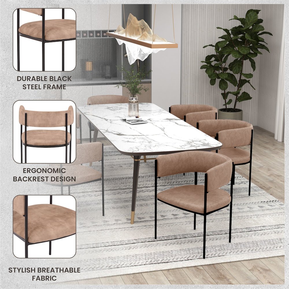 Cyril Collection Modern Chair in Light Brown Velvet