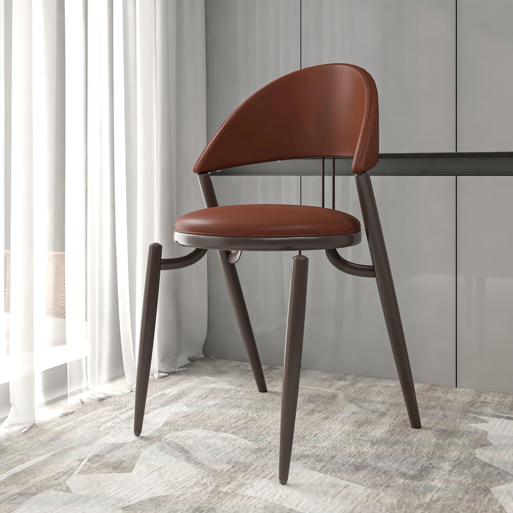 Venice Collection Modern Dining Chair In Black set of 2 in Dark Brown
