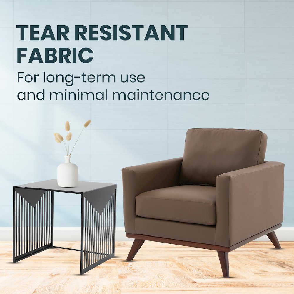 Chester Modern Faux Leather Accent Arm Chair in Taupe Leather