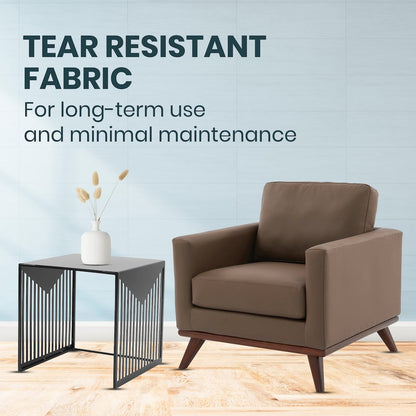 Chester Modern Faux Leather Accent Arm Chair in Taupe Leather
