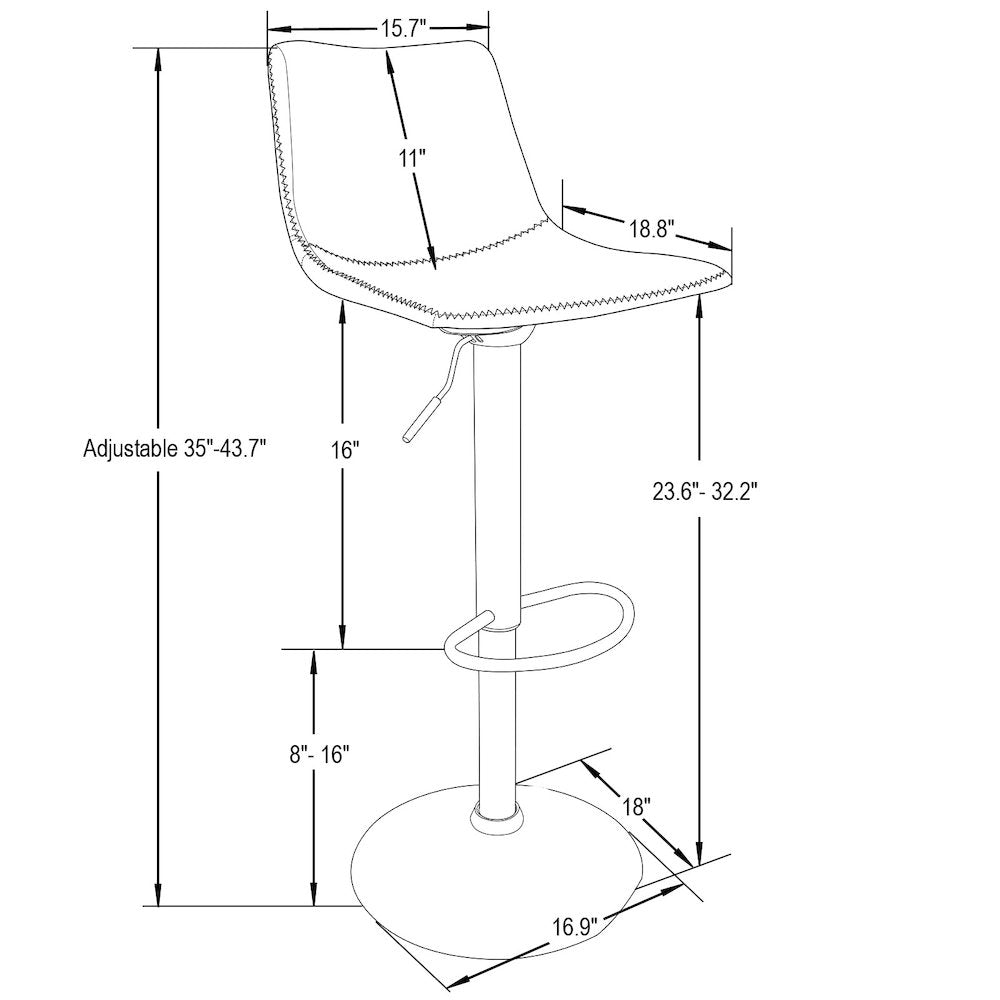 Tilbury Modern Adjustable Bar Stool in Peacock Blue