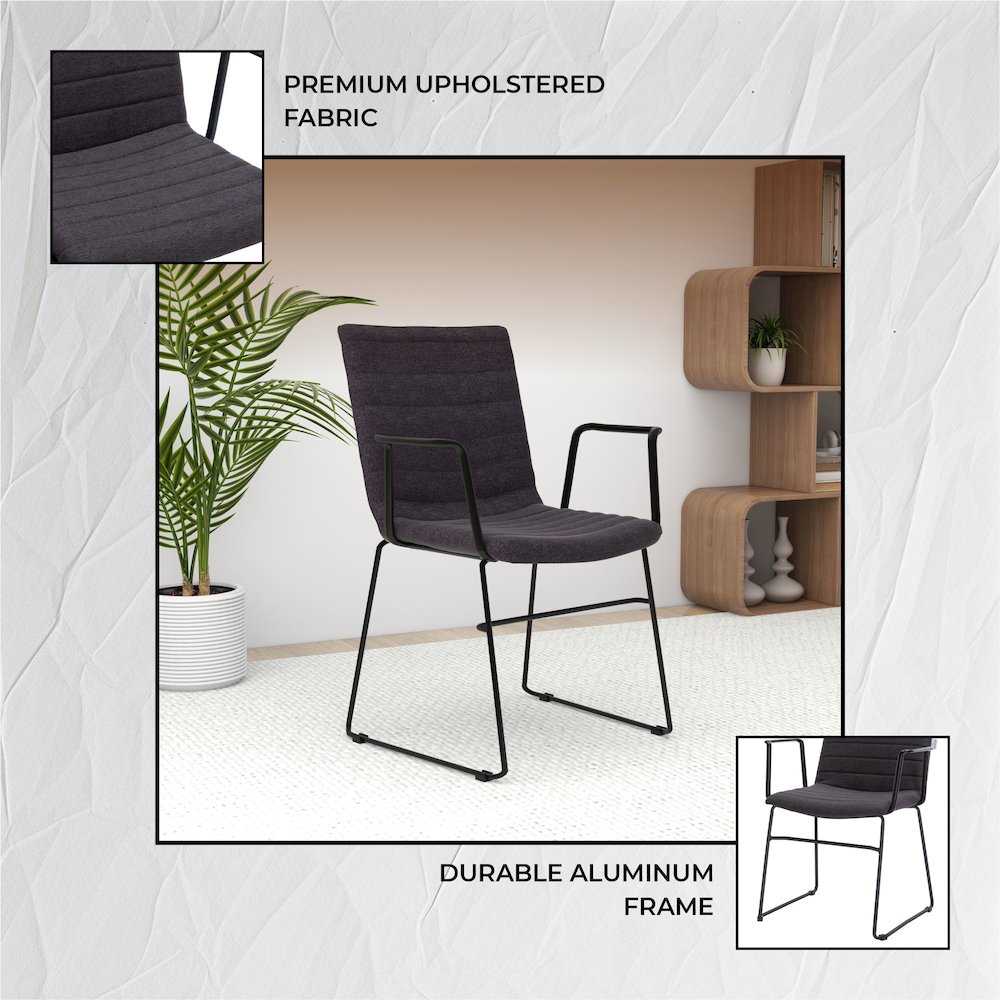 Zylar Series Office Guest Arm Chair in Brown Fabric