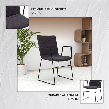 Zylar Series Office Guest Arm Chair in Brown Fabric