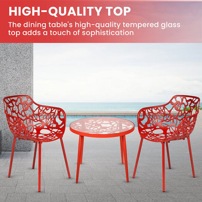 Devon Mid-Century Modern 3-Piece Aluminum Outdoor Patio Dining Set