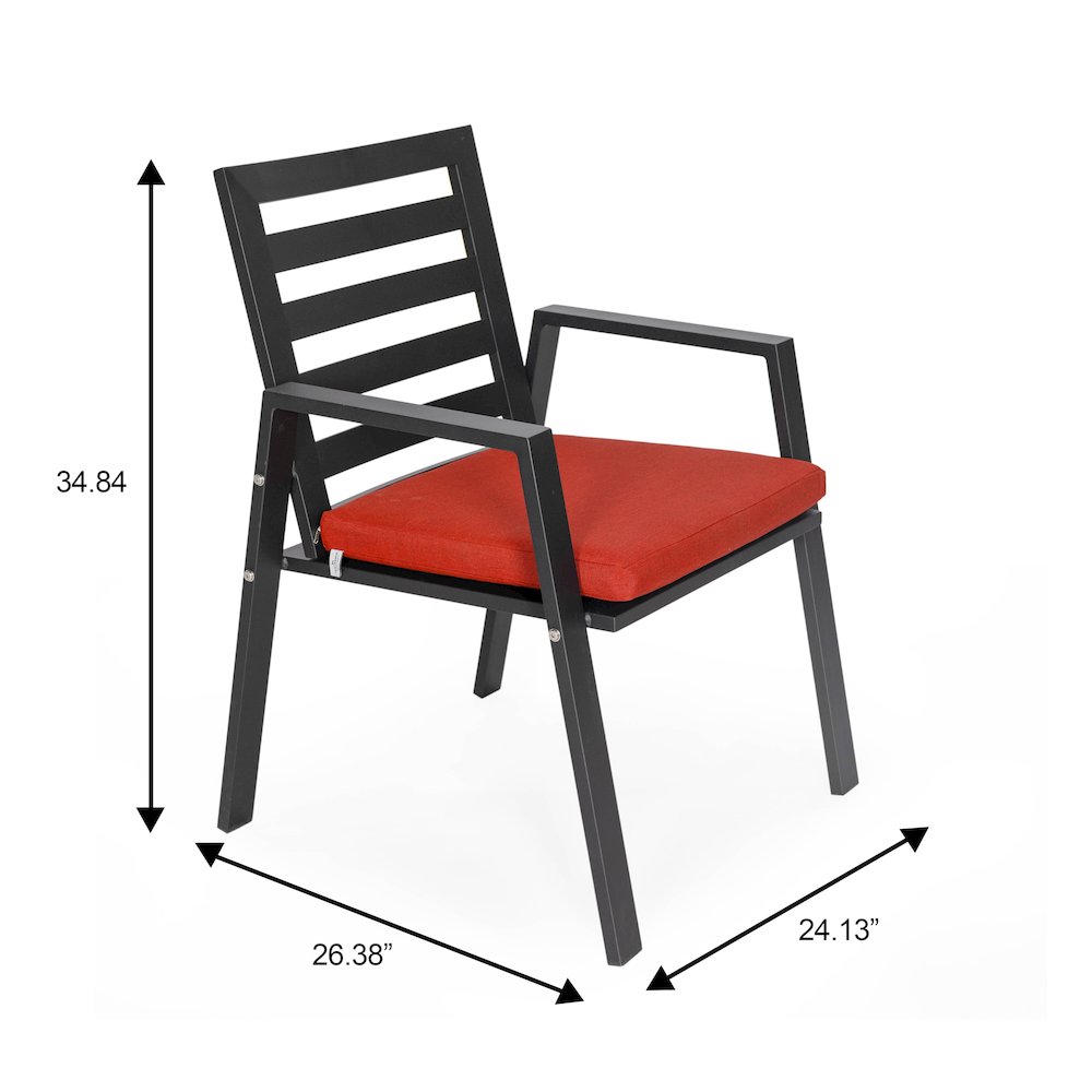 Chelsea 7-Piece Patio Dining Set 78-118" Wide Dining Armchair in Cherry Red