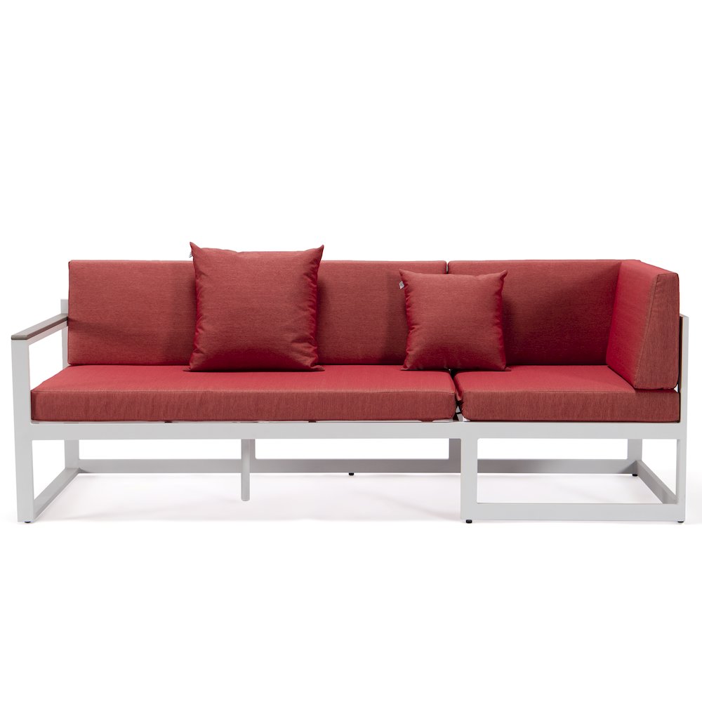 Chelsea White Sectional With Adjustable Headrest & Coffee Table With Cushions