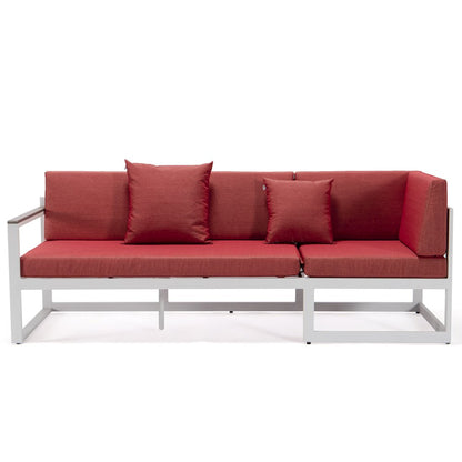 Chelsea White Sectional With Adjustable Headrest & Coffee Table With Cushions