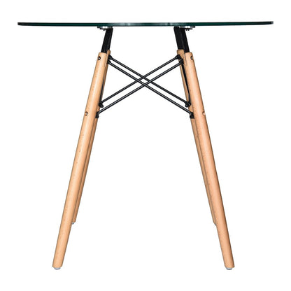 Dover 3-Piece Dining Set with Round Clear Glass Top Bistro Table in Black