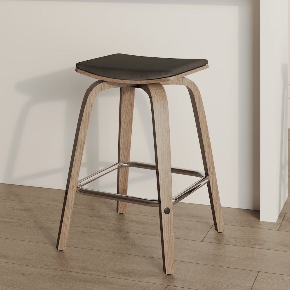 Wooden Counter Stool in Brown