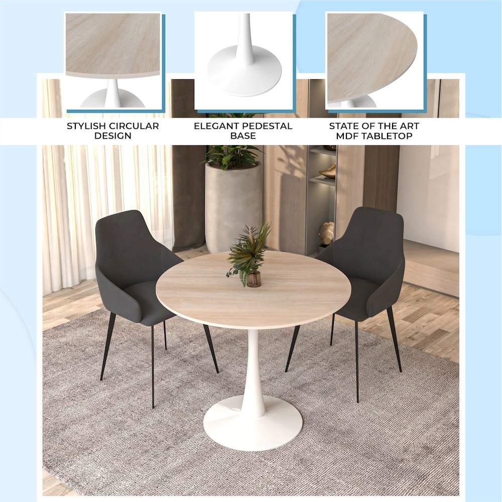 Bristol - Bistro Table - White base Natural wood Top