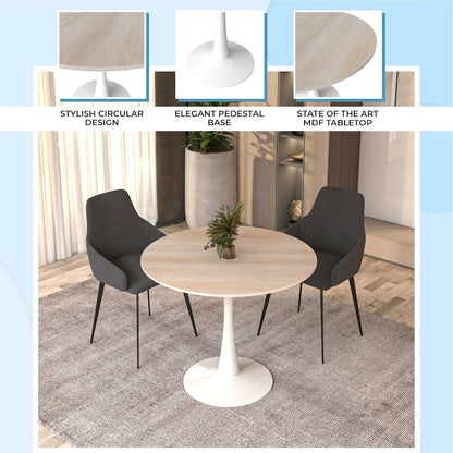 Bristol - Bistro Table - White base Natural wood Top