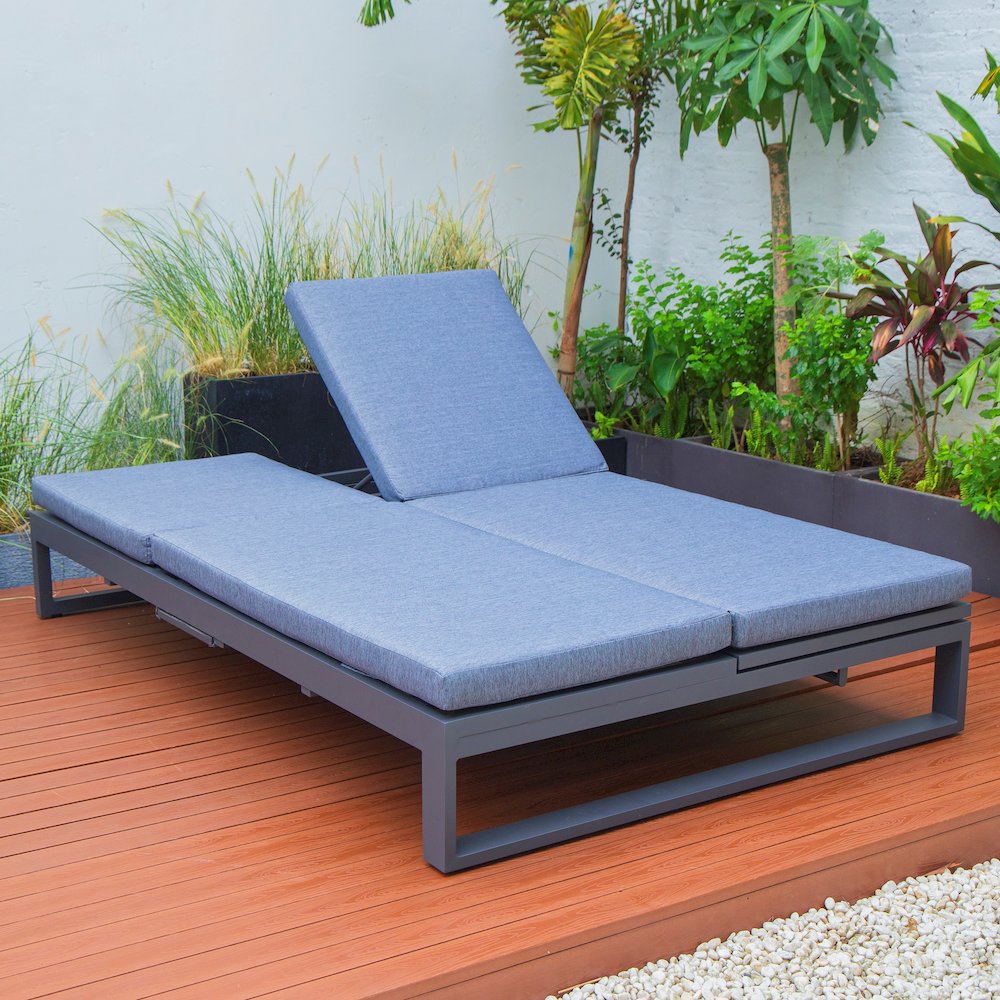Chelsea Convertible Lounge Reclining Double Chaise With Cushions