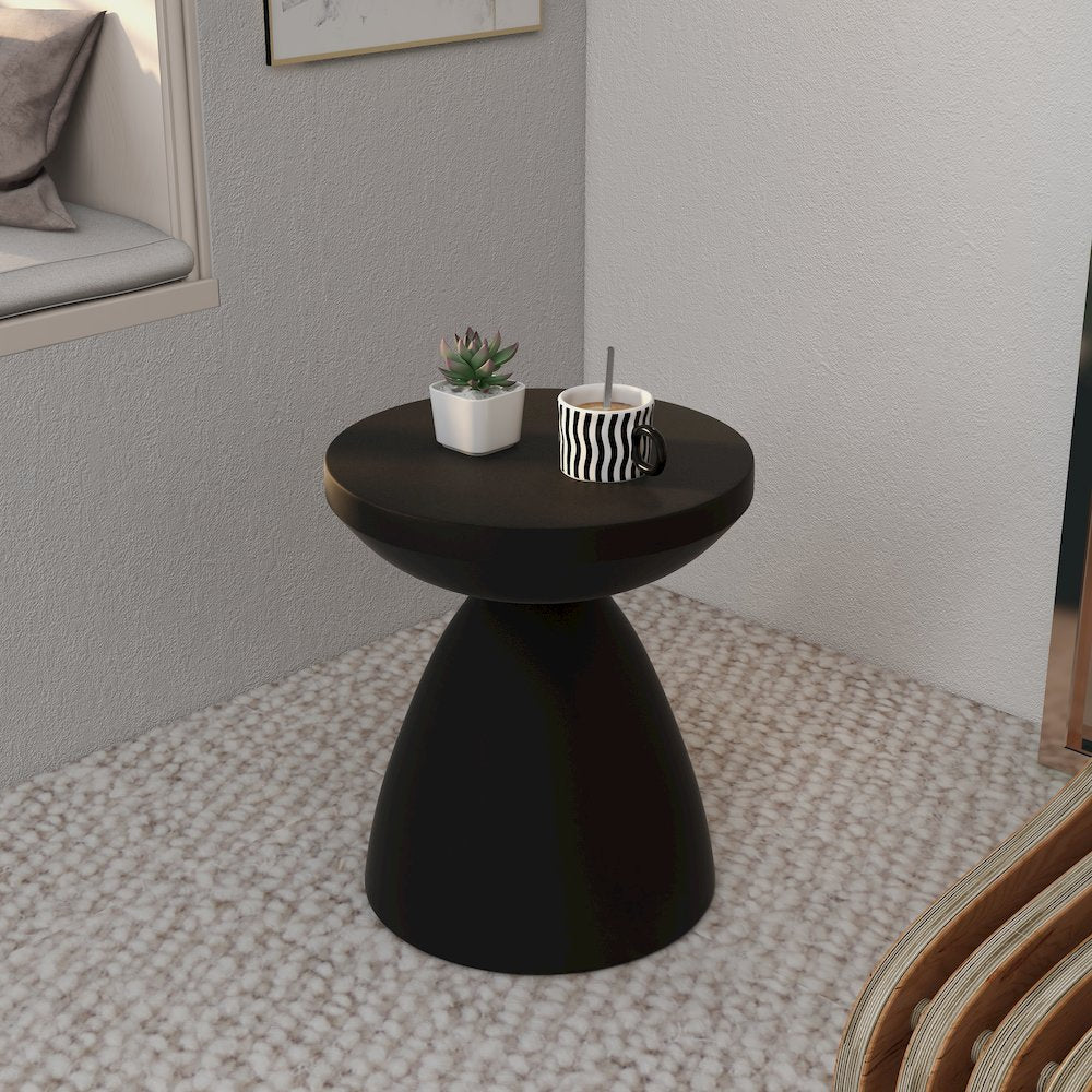 Dune Collection Fiberglass Outdoor Side Table in Black
