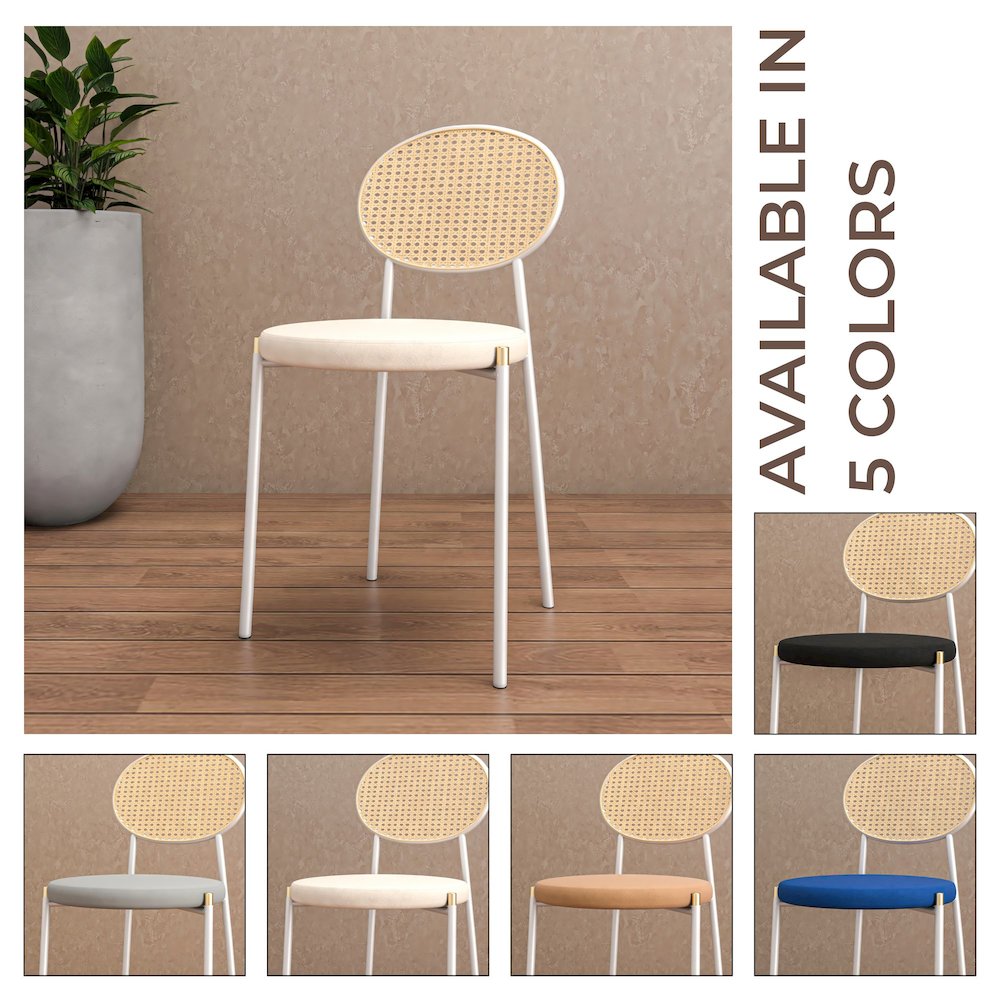 Euston Collection Modern Dining Chair White Frame In Beige